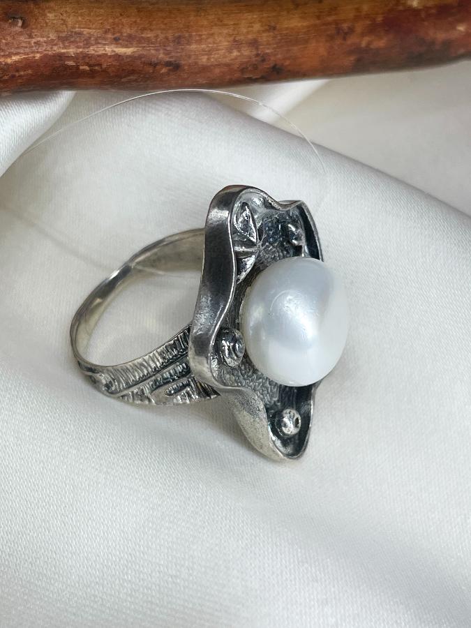 купить Кольцо из серебра с жемчугом, 17,5 размер  , фото 3