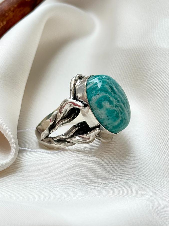 Кольцо из серебра с амазонитом,19 размер  U-4051, фото 3