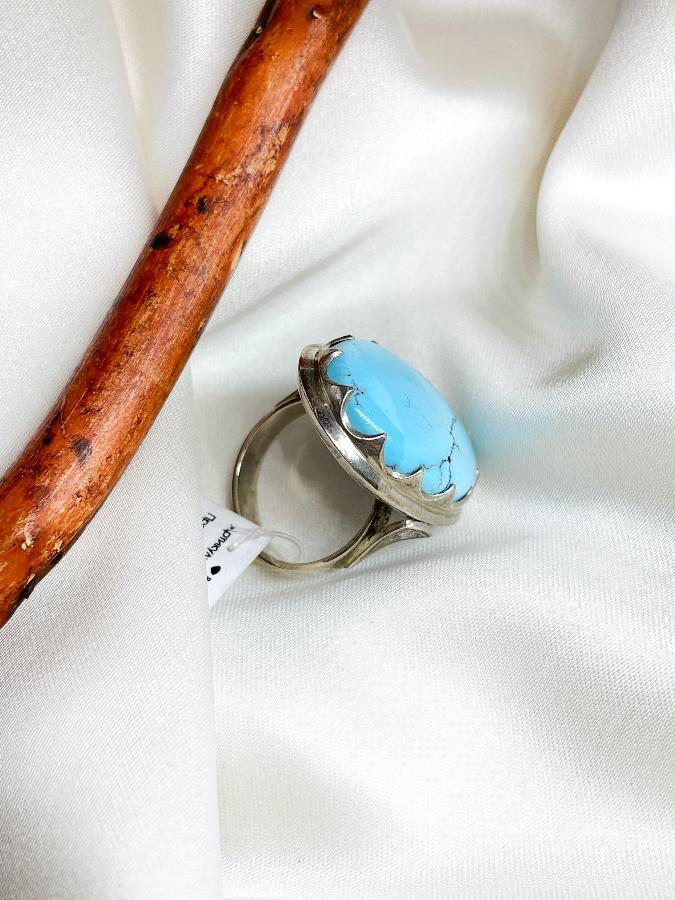 купить Кольцо из серебра с бирюзой, 18 размера , фото 4