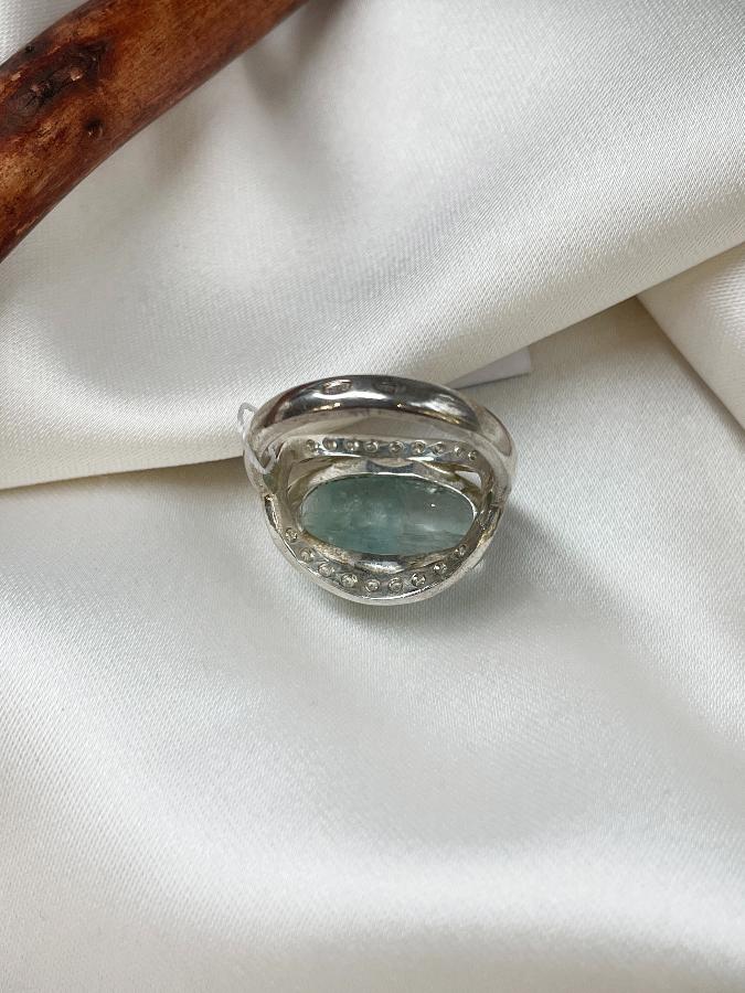 купить Кольцо из серебра с аквамарином, 16 размер , фото 5