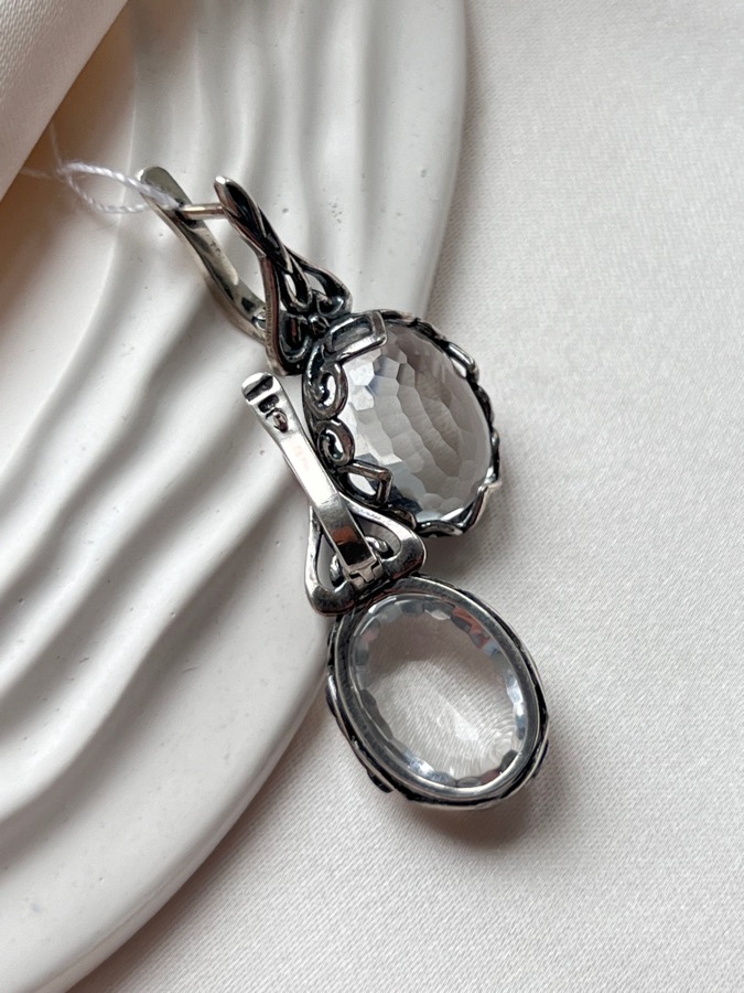 Серьги из серебра с горным хрусталём в огранке SER-0489, фото 4