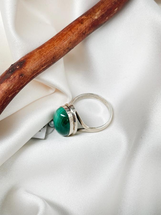 Кольцо из серебра с малахитом,18,5 размер  U-873, фото 4