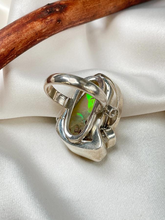 купить Кольцо из серебра с благородным опалом,16 размер , фото 5