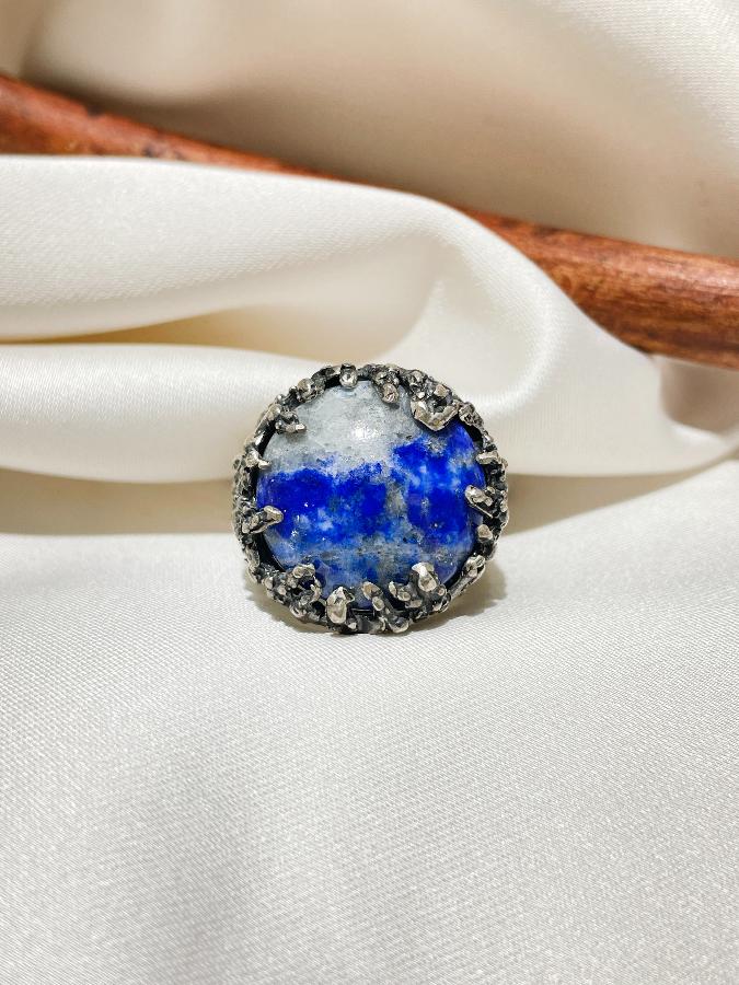 купить Кольцо из серебра с лазуритом, 17,7 размер , фото 1