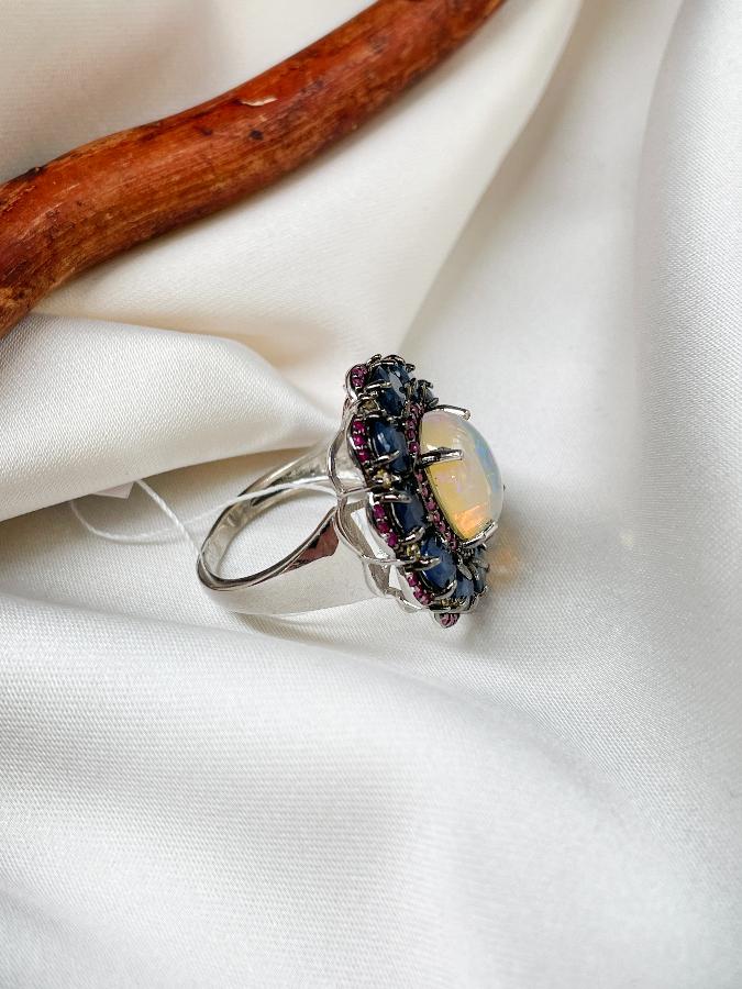 купить Кольцо из серебра с самоцветами,17,5 размер , фото 5