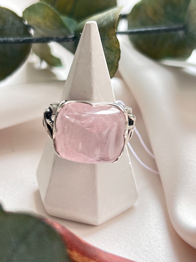 Кольцо из серебра с розовым кварцем, 18,5 размер U-1078, фото 1