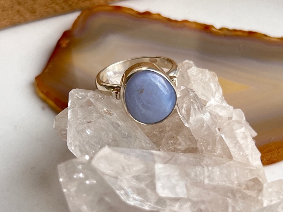 Кольцо с сапфирином (голубой агат), 16,5 размер KL-1056, фото 1