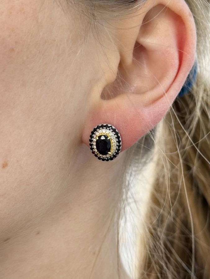 Серьги из серебра с сапфиром (синий корунд) U-3898, фото 4