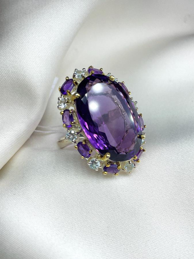 купить Кольцо из серебра с аметистом и топазом,19,5 размер , фото 5