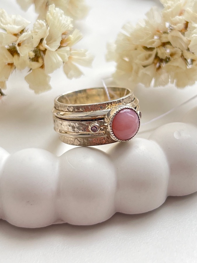 Кольцо из серебра с розовым опалом, 18,25 размер U-1133, фото 4