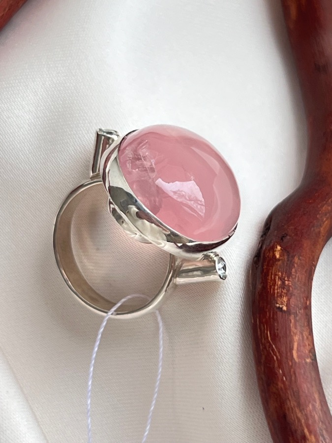Кольцо из серебра с розовым кварцем, 17,5 размер U-1356, фото 4