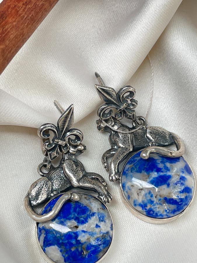 купить Серьги из серебра с лазуритом  , фото 3