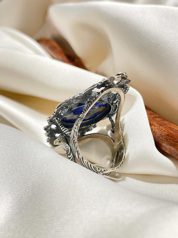 Кольцо из серебра с лазуритом, 18,5 размер  U-1273, фото 4