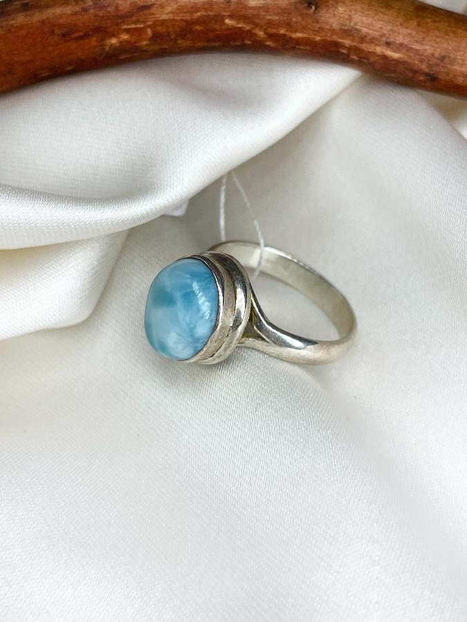 купить Кольцо из серебра с ларимаром,17 размер , фото 2
