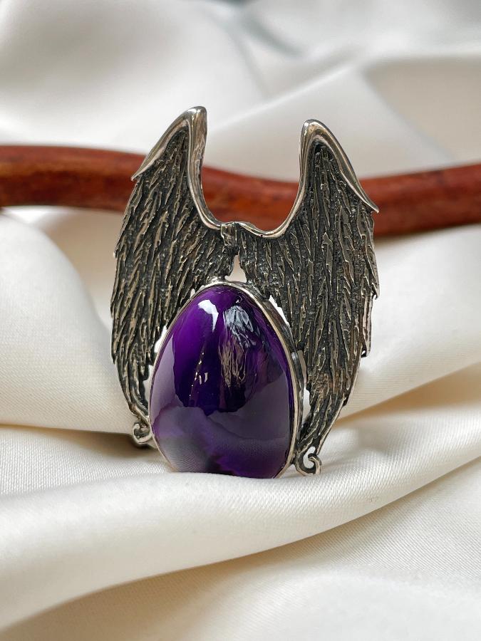 Кольцо из серебра с аметистом,18 размер  U-558, фото 1