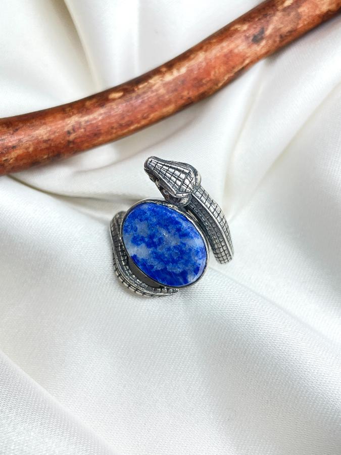 Кольцо из серебра с лазуритом,17 размер U-654, фото 2