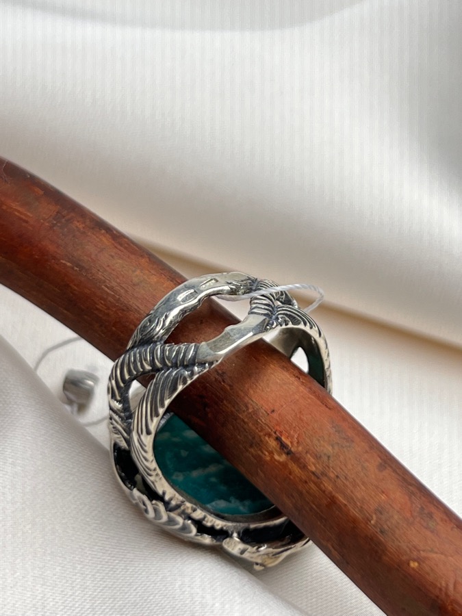 Кольцо из серебра с птичкой с амазонитом, 19,25 размер U-1284, фото 5
