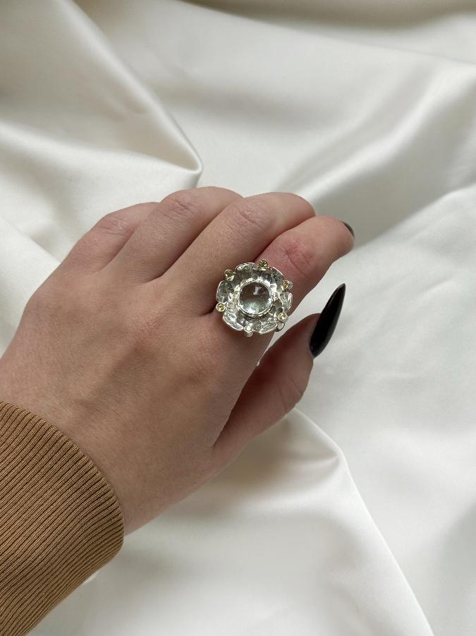 купить Кольцо из серебра с аквамарином,16 размер  , фото 6