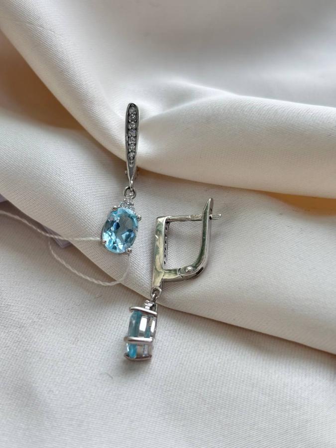 купить Серьги из серебра с топазом и фианитами  , фото 1