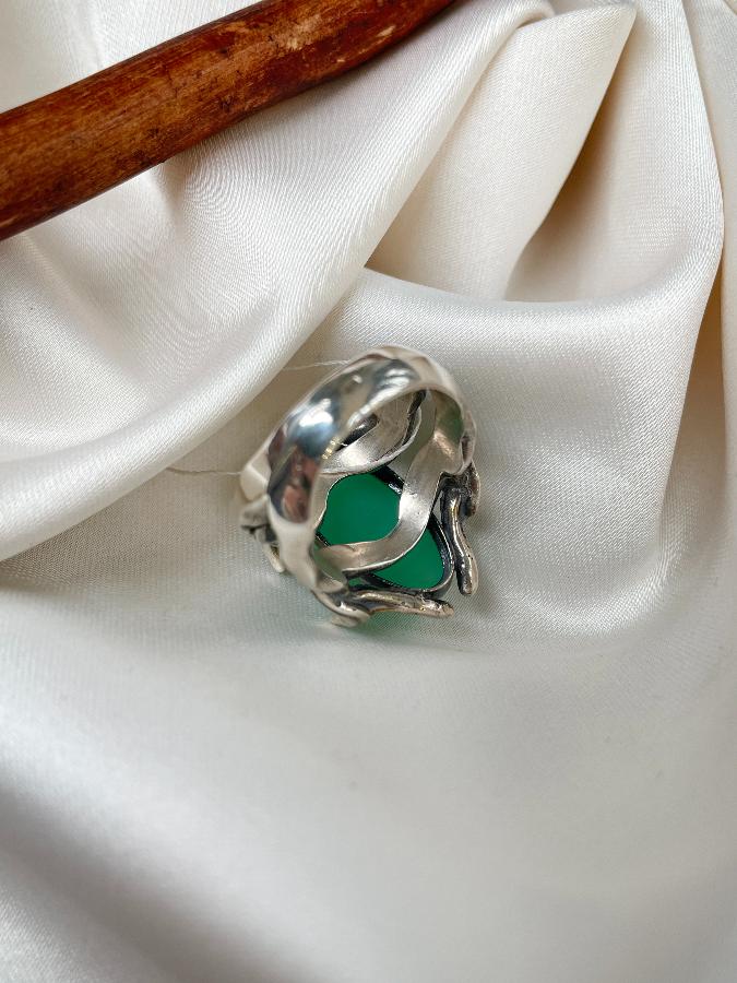 Кольцо из серебра с хризопразом,18 размер  U-3114, фото 5
