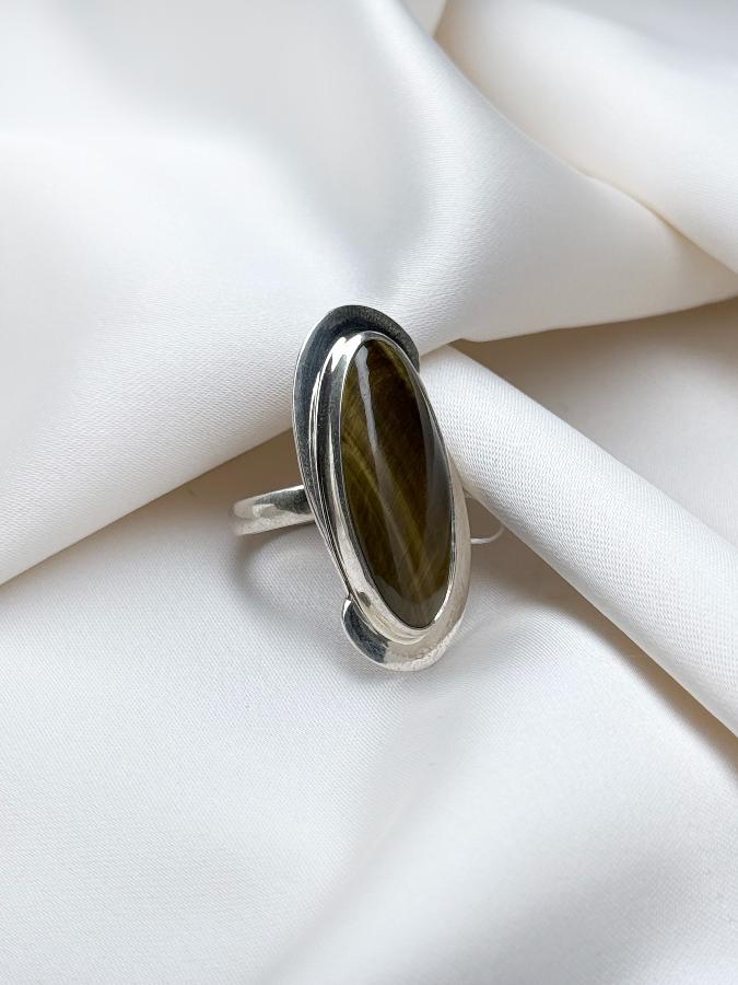 купить Кольцо из серебра с тигровым глазом, 17 размер  , фото 4