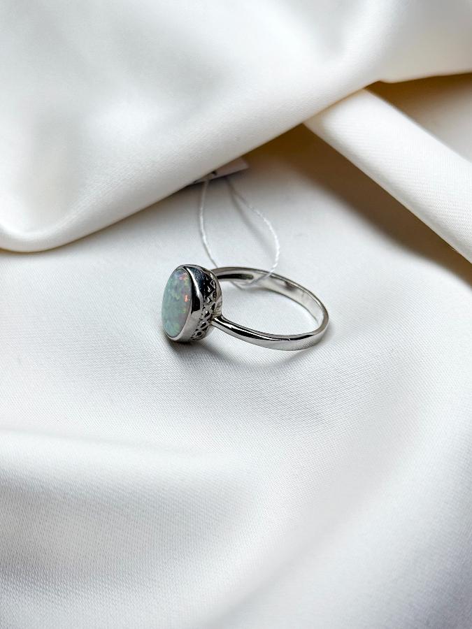 купить Кольцо из серебра с опалом (искусственный), 18 размер , фото 2