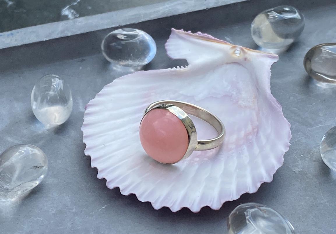 Кольцо с розовым опалом, 15,25 KL-1042, фото 2