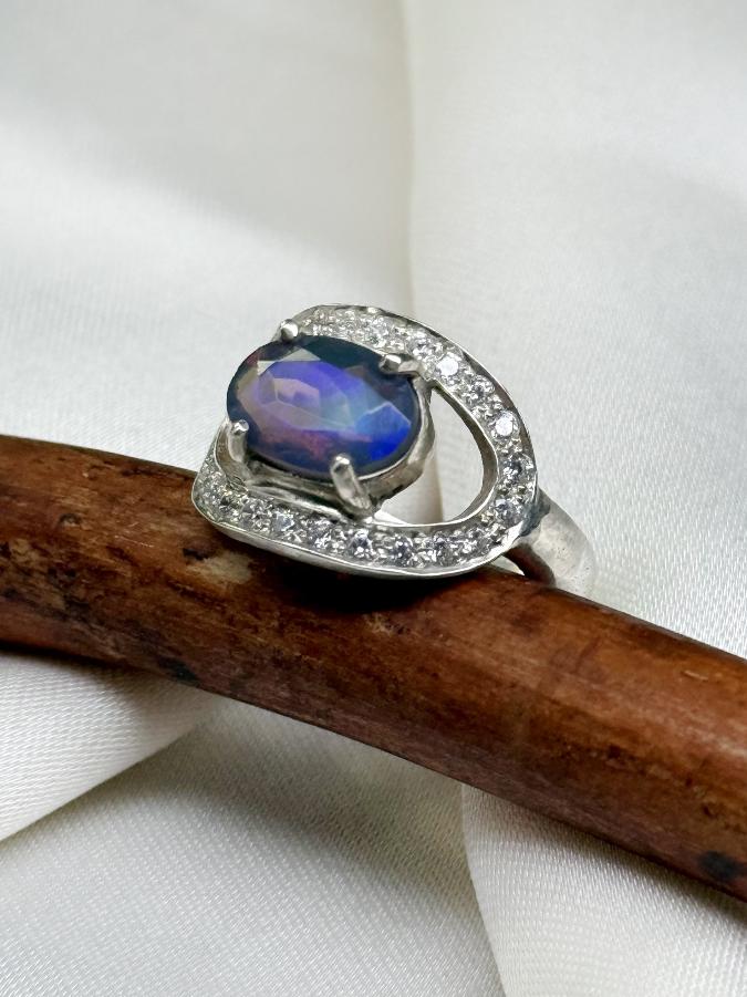 Кольцо из серебра с благородным опалом,16,5 размер   U-3686, фото 1