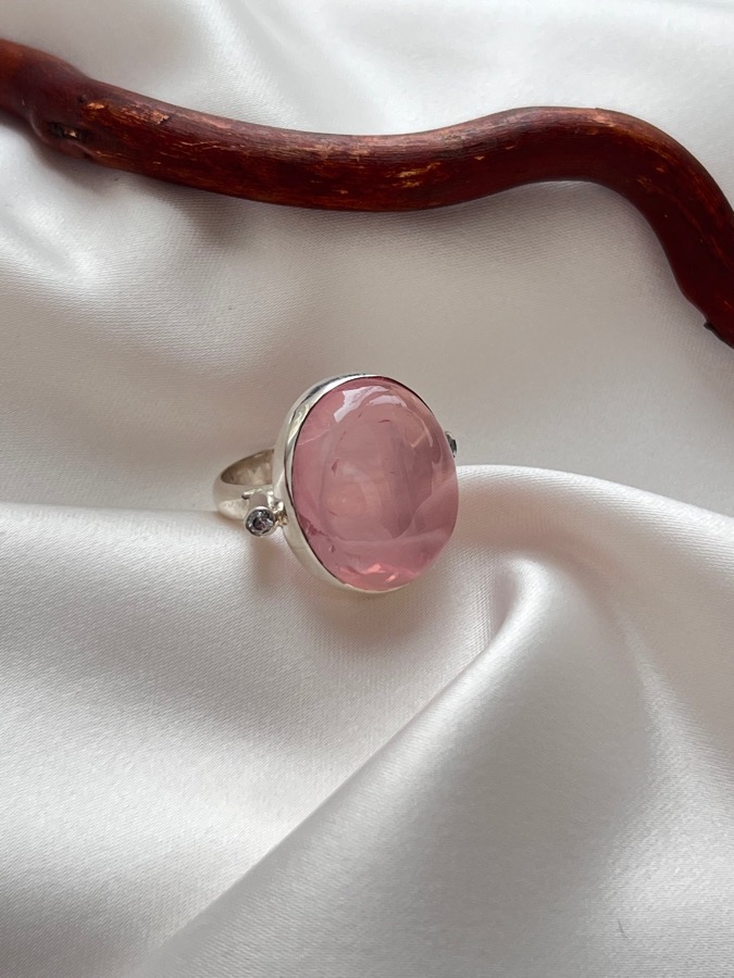 Кольцо из серебра с розовым кварцем, 17,5 размер U-1356, фото 2