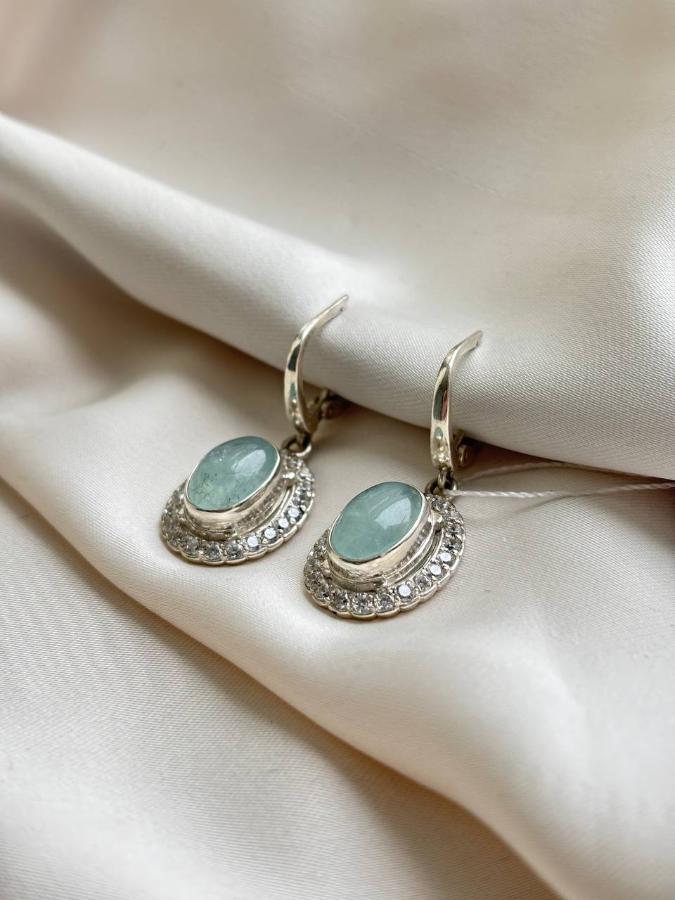 купить Серьги из серебра с аквамарином  , фото 2