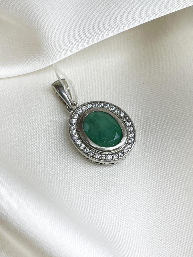 купить Кулон из серебра с изумрудом (зеленый берилл)  , фото 1