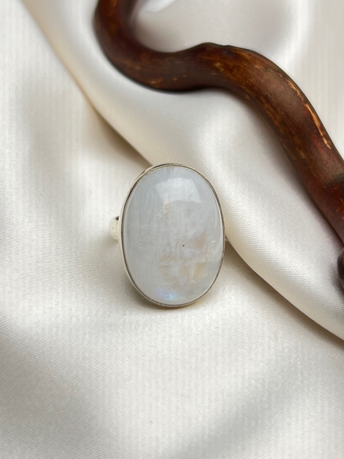 Кольцо из серебра с лунным камнем, 16,5 размер U-311, фото 1
