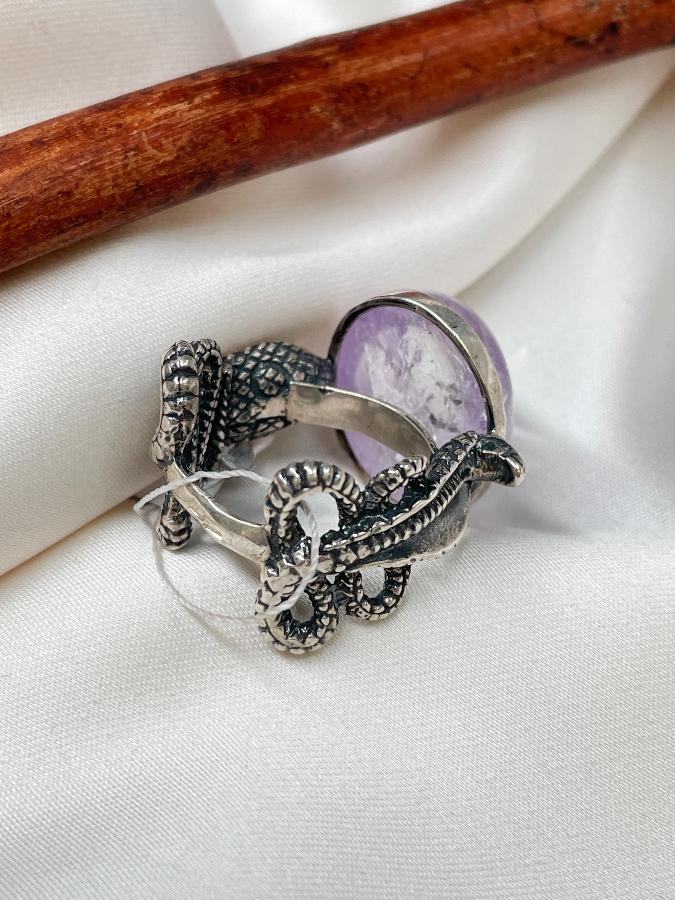 купить Кольцо из серебра с аметистом, 18,5 размер  , фото 4