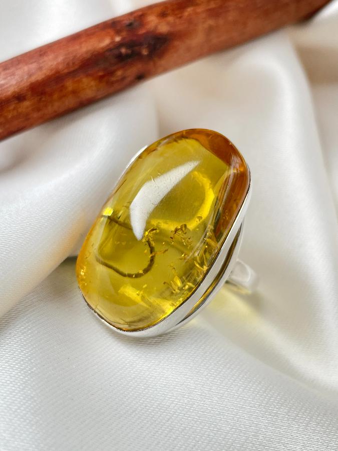 купить Кольцо из серебра с янтарем,18,5 размер , фото 1