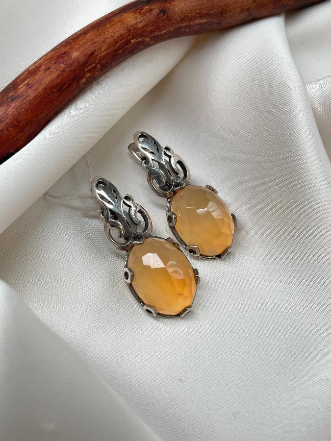 Серьги из серебра с сердоликом  K-176, фото 2