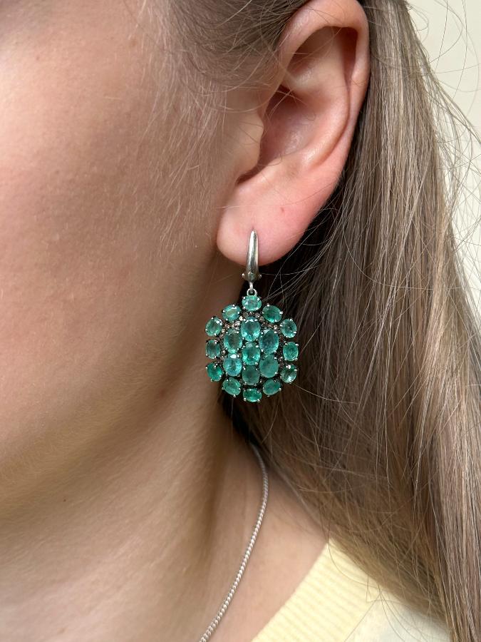 купить Серьги из серебра с изумрудом (зеленый берилл)   , фото 5