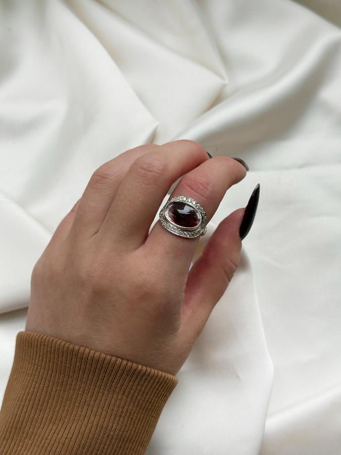 купить Кольцо из серебра с турмалином,16 размер  , фото 5