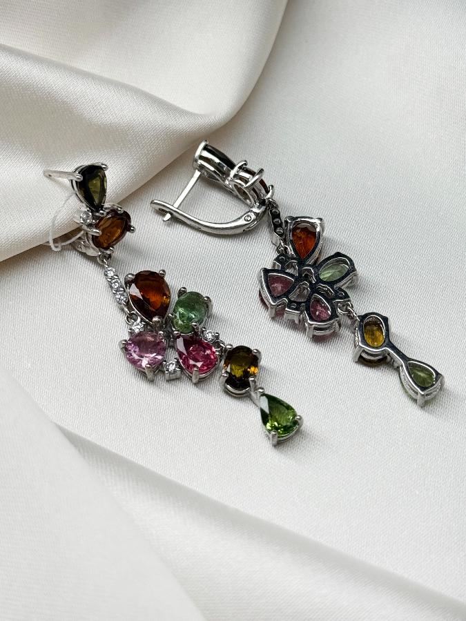 Серьги из серебра с турмалином  U-3714, фото 4