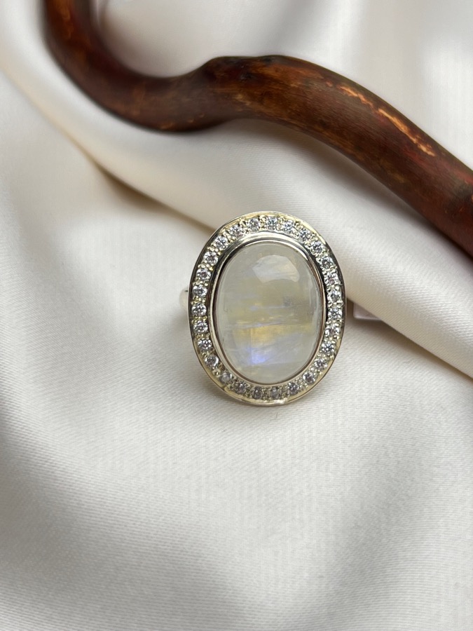 Кольцо из серебра с лунным камнем, 16,5 размер U-1506, фото 1