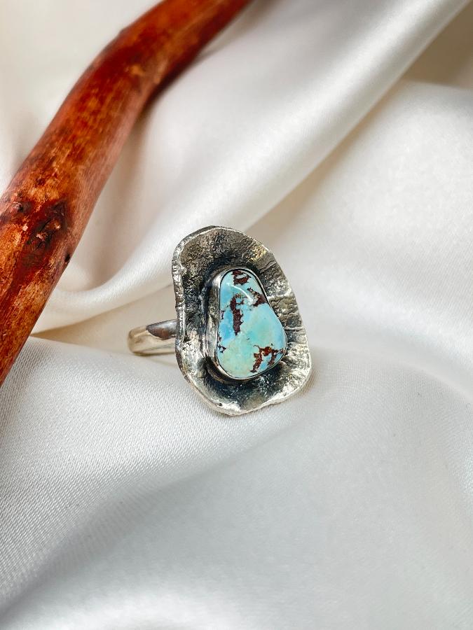 купить Кольцо из серебра с бирюзой,16 размер , фото 3