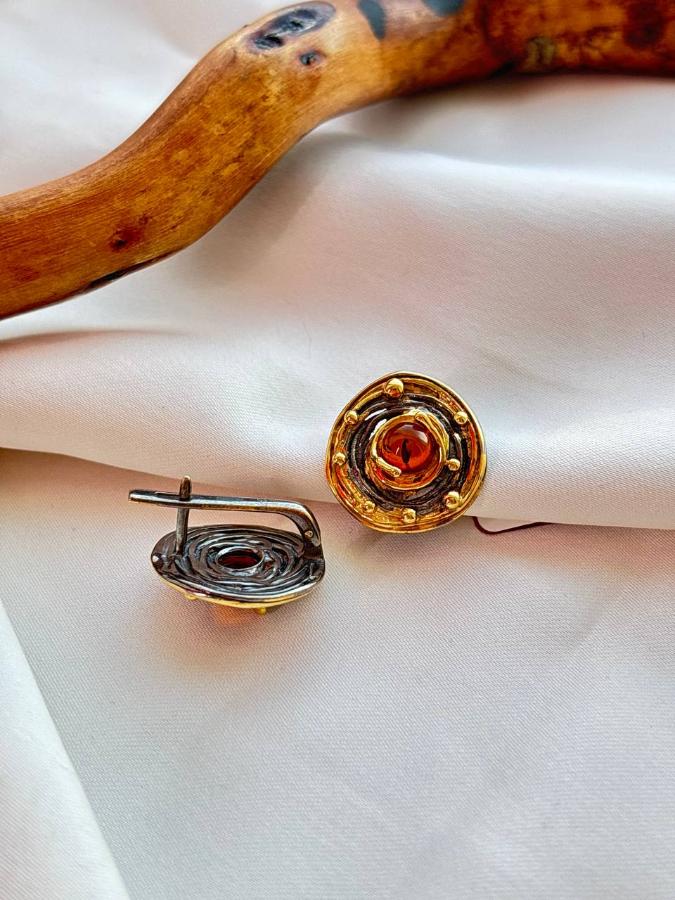 купить Серьги из серебра с янтарем , фото 1