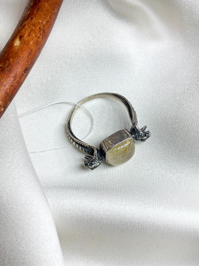 Кольцо из серебра с волосатиком (рутиловый кварц),19 размер U-1640, фото 4