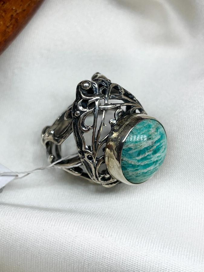 купить Кольцо из серебра с амазонитом,17,5 размер , фото 4