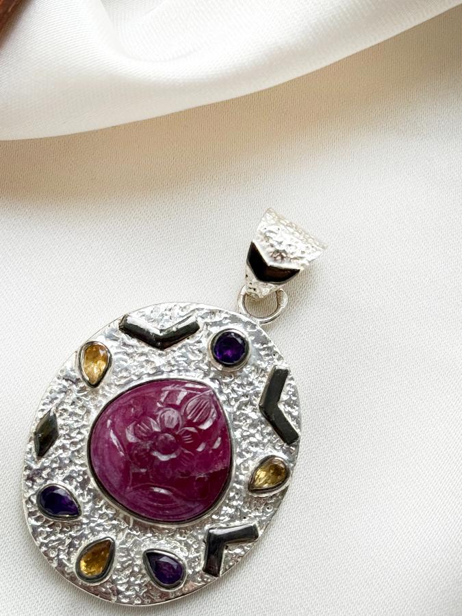 купить Кулон из серебра с самоцветами , фото 3