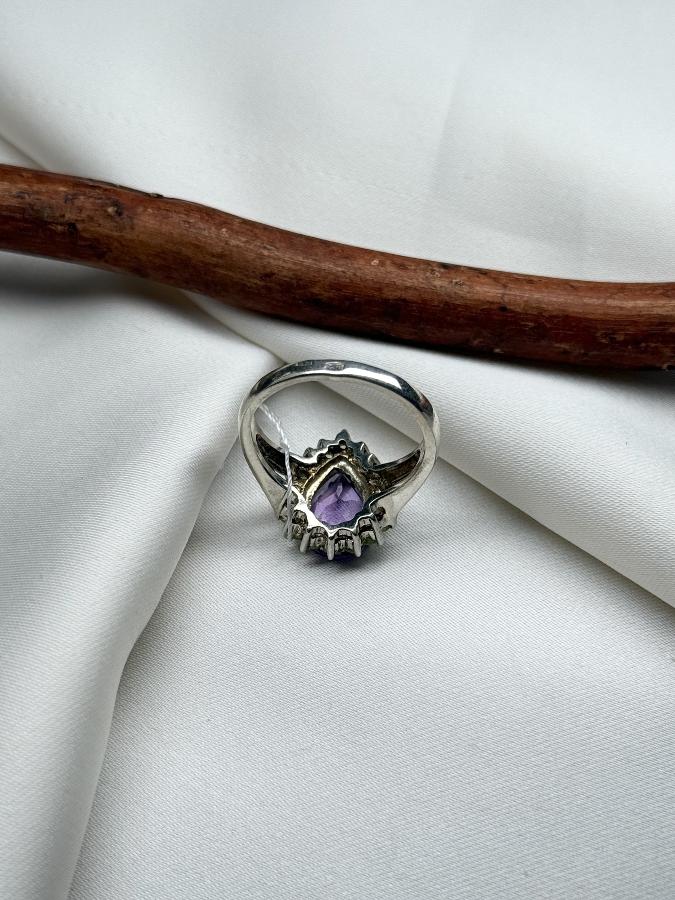 купить Кольцо из серебра с аметистом и хризолитом, 18 размер , фото 4