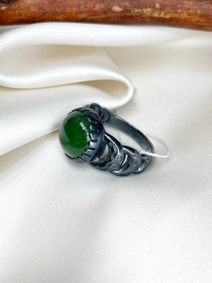 Кольцо из серебра с нефритом, 19 размер  K-208, фото 2