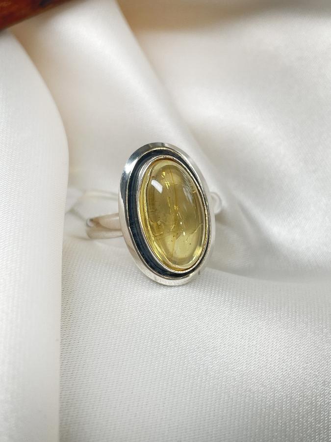 купить Кольцо из серебра с янтарем,18 размер  , фото 4