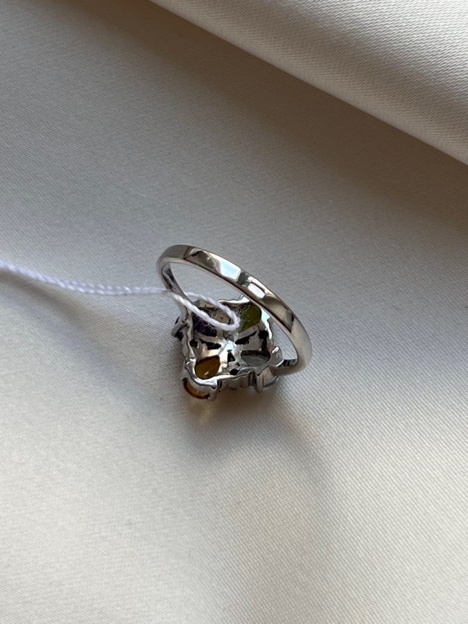 Кольцо из серебра с цитрином, топазом, аметистом, хризолитом в огранке, 17 размер 557572, фото 4