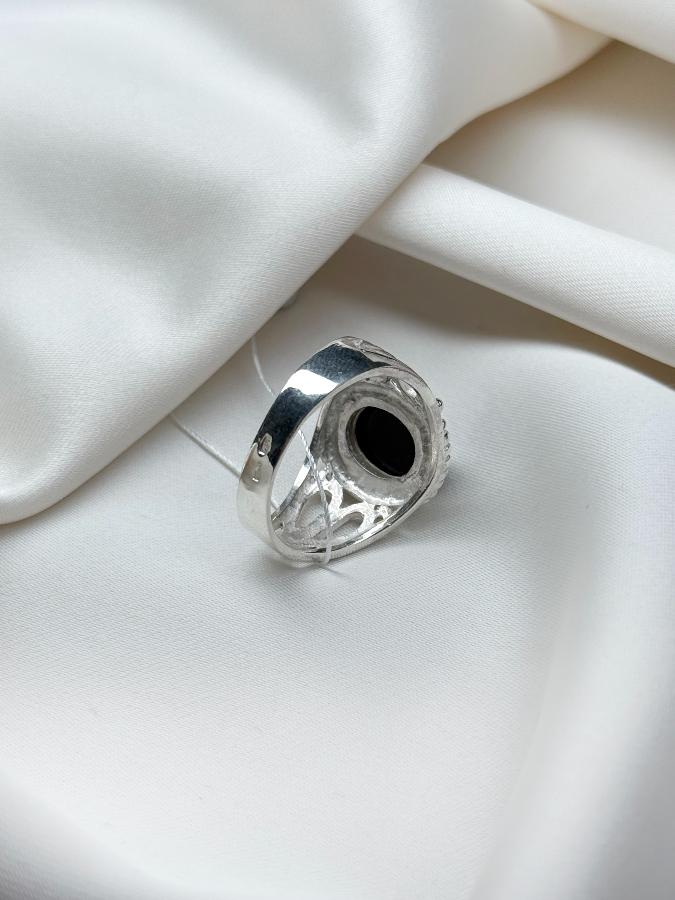 купить Кольцо из серебра с черным ониксом,19 размер , фото 4