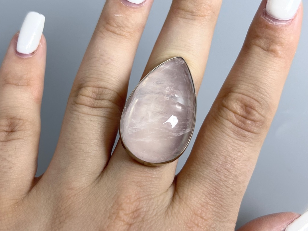 Кольцо с розовым кварцем, 17,5 размер KL-0781, фото 4